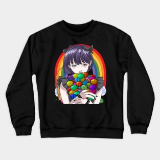 Goth Anime Girl Easter Eggs Rainbow Crewneck Sweatshirt